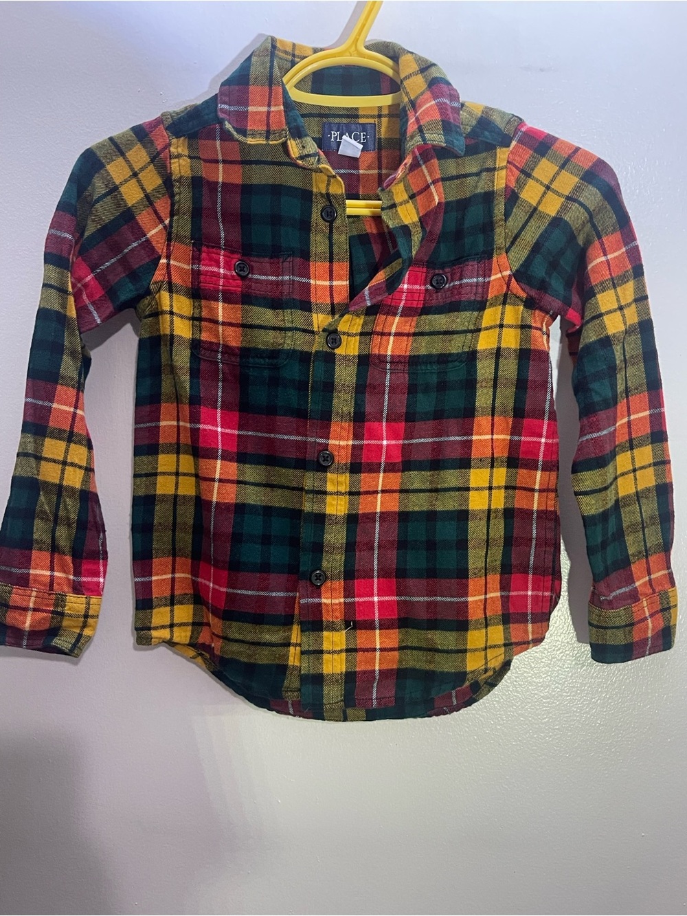 The Children's Place Red Yellow Green Plaid Button-Down Shirt